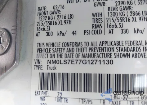 2016 Ford Transit Connect Xl z USA, uszkodzony, nr VIN NM0LS7E77G1271130